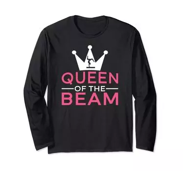 Футболка женская Queen of the Beam для девочек, художественная гимнастика, баланс, длинный рукав чёрный