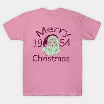 Футболка женская ретро Merry Christmas 1954 Harajuku Print Kawaii футболка летняя женская футболка с коротким рукавом топ футболка S розовый