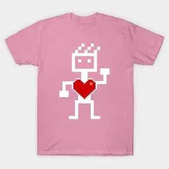 Футболка женская Робот с сердцем Harajuku Принт Kawaii Футболка летняя с коротким рукавом женская футболка Топ Футболка S