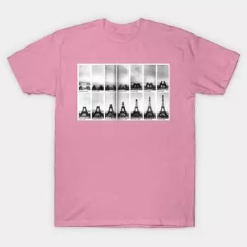 Футболка женская с изображением здания Эйфелевой башни в стиле Харадзюку, кавайная футболка, летняя женская футболка с коротким рукавом, топ S розовый