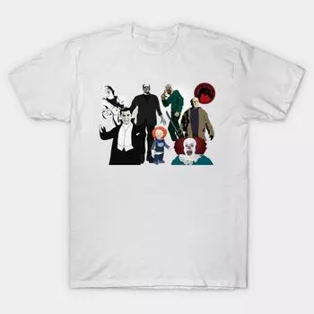 Футболка женская с изображением злодеев из фильмов ужасов Harajuku Print Kawaii футболка летняя женская футболка с коротким рукавом топ S розовый