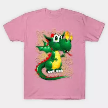 Футболка женская с милым мультяшным принтом «Дракончик» в стиле Харадзюку, кавайная футболка, летняя женская футболка с коротким рукавом, топ S розовый