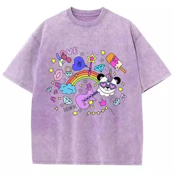 Футболка женская с милыми элементами из мультфильма, свободная, с коротким рукавом, унисекс, повседневная, базовая, простая S
