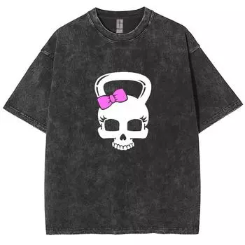 Футболка женская с принтом банта Skull Wear, свободного кроя, с круглым вырезом, унисекс, с коротким рукавом, летняя, многоцветная, базовая S