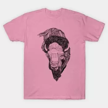 Футболка женская с принтом бизона Харадзюку Kawaii футболка летняя с коротким рукавом женская футболка топ футболка S розовый