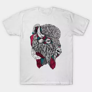 Футболка женская с принтом бизона Харадзюку Kawaii футболка летняя с коротким рукавом женская футболка топ футболка S белый