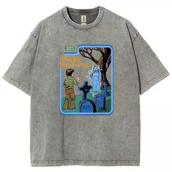 Футболка женская с принтом Cartoon Alien Classic Communication, дышащая, хлопковая, с коротким рукавом, потертая, винтажная, изношенная, женская футболка S