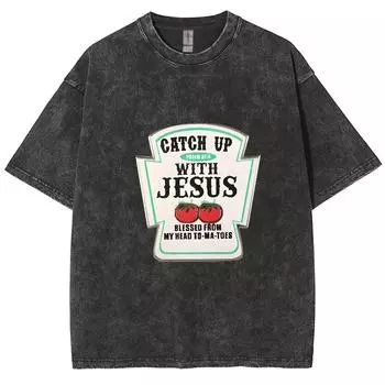 Футболка женская с принтом «Иисус» свободная, унисекс, с коротким рукавом, в американском стиле ретро, минималистский топ S
