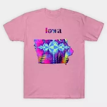 Футболка женская с принтом карты Айовы Harajuku Kawaii футболка летняя с коротким рукавом женская футболка топ футболка S