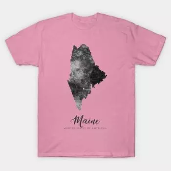 Футболка женская с принтом карты штата Мэн Harajuku Kawaii, летняя футболка с коротким рукавом для женщин, топ S розовый