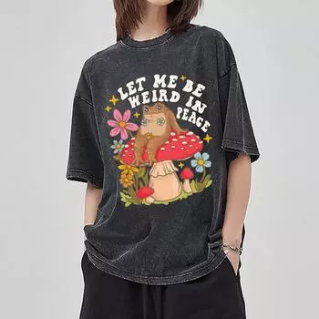 Футболка женская с принтом «Лягушка-гриб» на тему фильма «Сказка», свободная, с круглым вырезом, короткий рукав, унисекс S