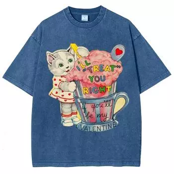 Футболка женская с принтом мультяшного кота, свободная, большого размера, с коротким рукавом, летняя, удобная, модная, милая футболка с коротким рукавом S