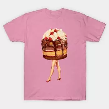 Футболка женская с принтом пирожных, шоколада, малины, Харадзюку, кавайная футболка, летняя женская футболка с коротким рукавом, топ S