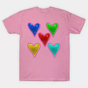 Футболка женская с принтом сердца, клубники, Harajuku, кавайная футболка, летняя женская футболка с коротким рукавом, топ S