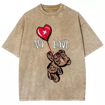 Футболка женская с принтом в виде медведя и сердца, свободная, большого размера, с коротким рукавом, новый повседневный тренд, забавный топ S