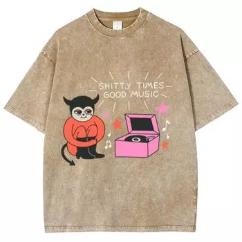 Футболка женская с рисунком мультяшного дьявола, летняя, свободного покроя, с круглым вырезом и коротким рукавом, имитация молодежного красивого топа S