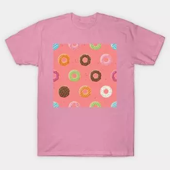 Футболка женская с рисунком пончика и принтом десерта Harajuku Print Kawaii футболка летняя с коротким рукавом женская футболка топ футболка S розовый