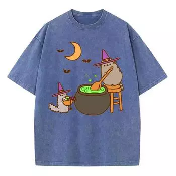 Футболка женская с рисунком животных, черная, свободная, с круглым вырезом, короткими рукавами, унисекс, повседневная, в милом стиле, Y2k, милая S