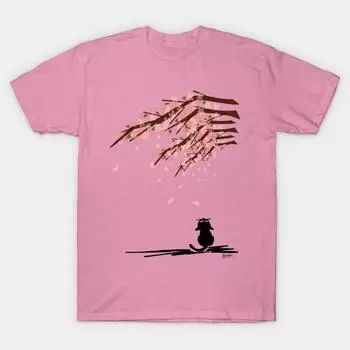 Футболка женская сакура харадзюку принт кавайная футболка летняя женская футболка с коротким рукавом топ футболка S розовый