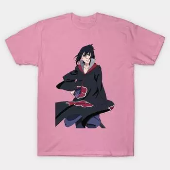 Футболка женская Саске Наруто аниме Harajuku принт Kawaii футболка летняя короткий рукав женская футболка топ футболка S розовый
