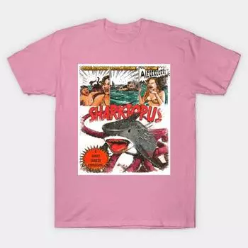 Футболка женская Sharktopus Lobby Poster Retro Wash Edition Harajuku Print Kawaii футболка летняя женская футболка с коротким рукавом топ S розовый