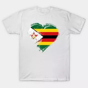 Футболка женская шероховатый I Love Zimbabwe Heart Flag Harajuku Print Kawaii футболка летняя короткий рукав женская футболка топ футболка S розовый
