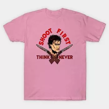 Футболка женская Shoot First Think Never Harajuku Print Kawaii футболка летняя женская футболка с коротким рукавом топ футболка S розовый