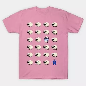 Футболка женская синяя и белая полосатая уникальная овечка Happy Me Harajuku принт Kawaii футболка летняя женская футболка с коротким рукавом топ футболка S