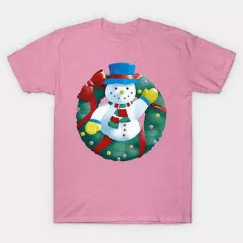 Футболка женская снеговик венок Harajuku принт Kawaii футболка летняя короткий рукав женская футболка топ футболка S розовый