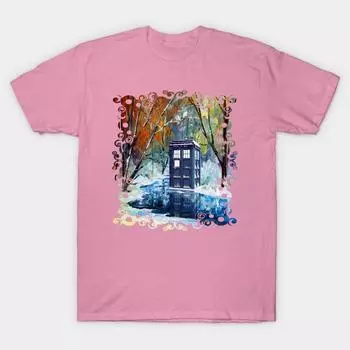 Футболка женская снежно-синяя телефонная будка в зимней зоне Harajuku Печать Кавайи футболка Летний короткий рукав женский футболка Top Tee S