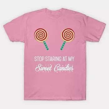 Футболка женская Stop Staring At My Sweets Candies Funny Xmas Gift Harajuku Print Kawaii футболка летняя женская футболка с коротким рукавом топ S розовый