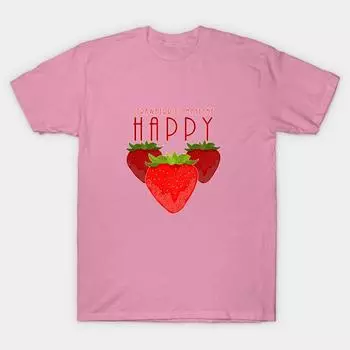 Футболка женская Strawberries Make Me Happy Harajuku Print Kawaii футболка летняя женская футболка с коротким рукавом топ S