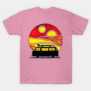 Футболка женская Sunset Surf Bus Harajuku Print Kawaii футболка летняя с коротким рукавом женская футболка топ футболка S розовый