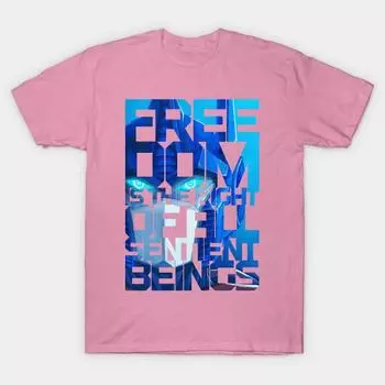 Футболка женская Свобода - право всех живых существ Футболка с принтом Харадзюку Kawaii Летняя футболка с коротким рукавом для женщин Топ-футболка S розовый