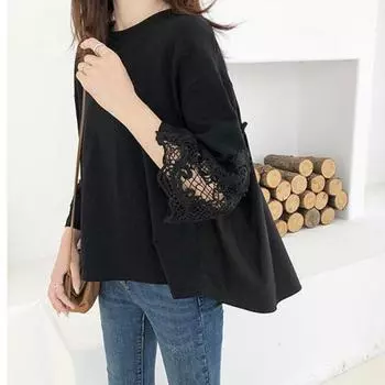 Футболка женская свободного покроя с длинными рукавами большого размера, нестандартная M чёрный