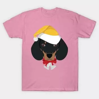 Футболка женская такса собака в желтой шапке Санты забавная рождественская ги принт Харадзюку кавайная футболка летняя женская футболка с коротким рукавом топ футболка S розовый