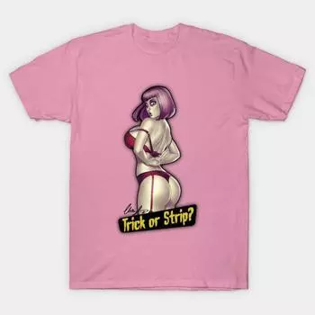 Футболка женская Trick Or Strip Harajuku Print Kawaii футболка летняя с коротким рукавом женская футболка топ футболка S розовый