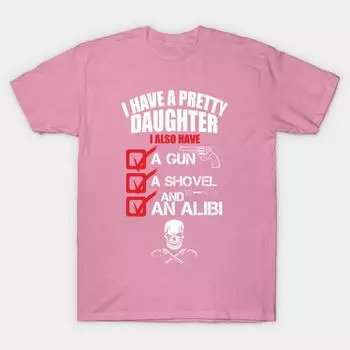 Футболка женская У меня есть красивая дочка У меня также есть пистолет A Shove Harajuku Принт Kawaii Футболка летняя с коротким рукавом женская футболка Топ Футболка S розовый