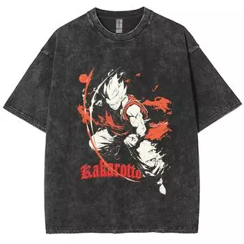 Футболка женская в японском стиле аниме, стираная джинсовая винтажная, большого размера, с коротким рукавом, высокое качество, модная, для подростков S