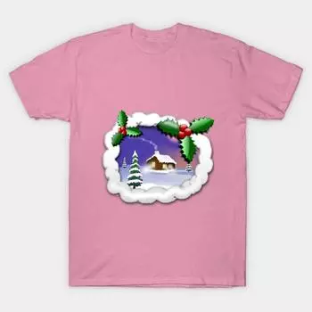 Футболка женская веселая рождественская праздничная хижина елка принт харадзюку кавайная футболка летняя женская футболка с коротким рукавом топ футболка S розовый