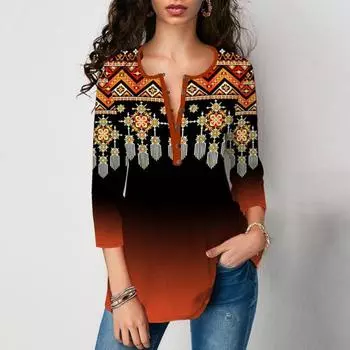 Футболка женская весна-осень с рукавами 3/4 и V-образным вырезом и принтом локатора S фиолетовый