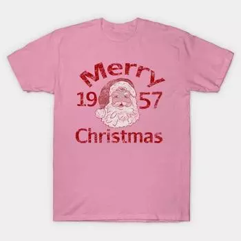 Футболка женская винтажная Merry Christmas 1957 Harajuku Print Kawaii футболка летняя женская футболка с коротким рукавом топ футболка S розовый