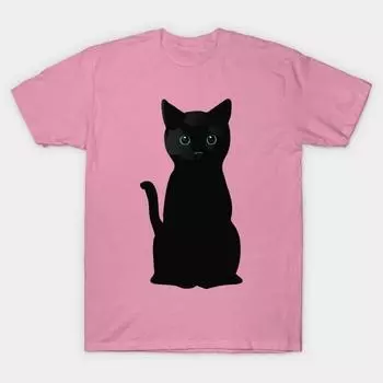 Футболка женская Яркие глаза Черный кот Harajuku Принт Kawaii Футболка летняя с коротким рукавом женская футболка Топ Футболка S розовый