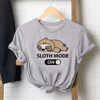 Футболка женская женская Женская женская футболка с ленивцем, забавная тенденция, футболка с принтом 90-х годов, модная футболка, футболки с короткими рукавами и графикой S