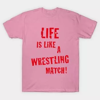 Футболка женская Жизнь как матч по рестлингу красная футболка с принтом Харадзюку кавайная летняя футболка с коротким рукавом женская футболка топ S розовый