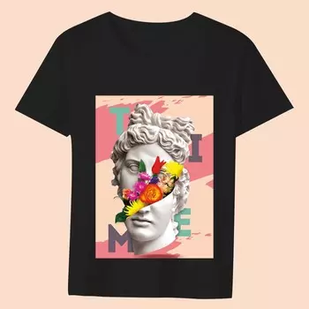 Футболка женские базовые топы Ретро мода Street Fun Art знаменитая картина с принтом серии круглый вырез пригородная мягкая дышащая рубашка XXL