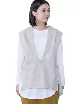 Футболка жилет x длинный комплект IVORY ONE SIZE [Beams Heart] L/S футболка с V-образным вырезом женская слоновая кость