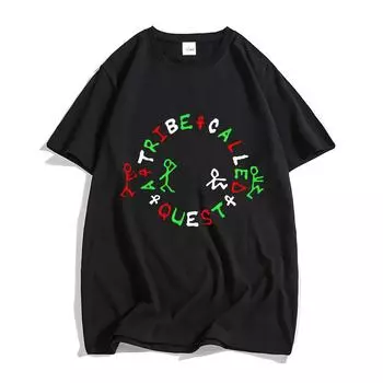 Футболки A TRIBE CALLED QUEST ATCQ для мужчин, модные футболки Harajuku, 100% хлопок, футболки Four Seasons с круглым вырезом, эстетика High Street XS чёрный