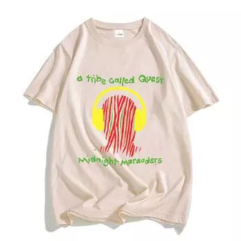 Футболки A TRIBE CALLED QUEST ATCQ для мужчин, красивые футболки из 100% хлопка, повседневная толстовка с коротким рукавом и рисунком из мультфильма XS песочный
