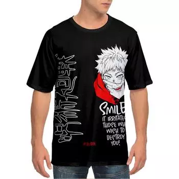 Футболки аниме для женщин и мужчин с принтом аниме с круглым вырезом и короткими рукавами большого размера, модная мужская одежда в уличном стиле XS